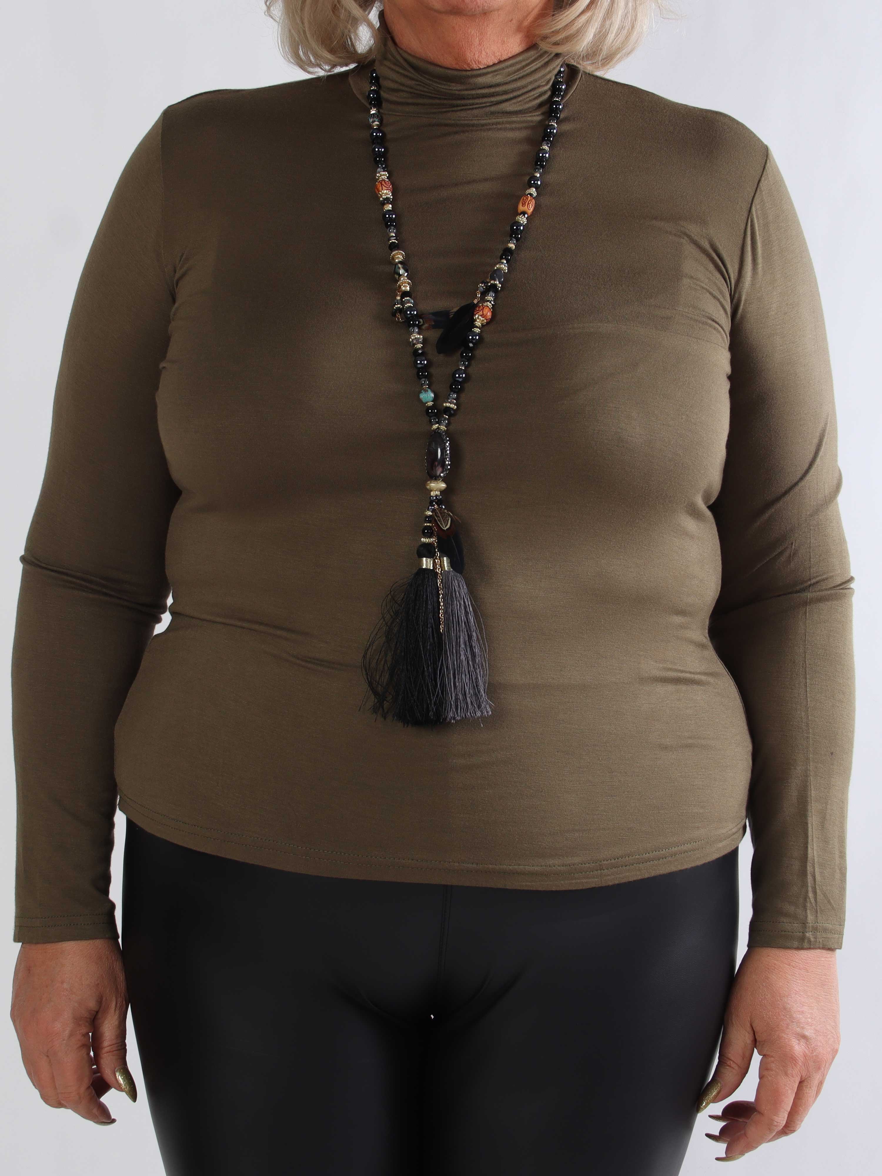 Noras - Langærmet basis bluse i viskose med turtleneck